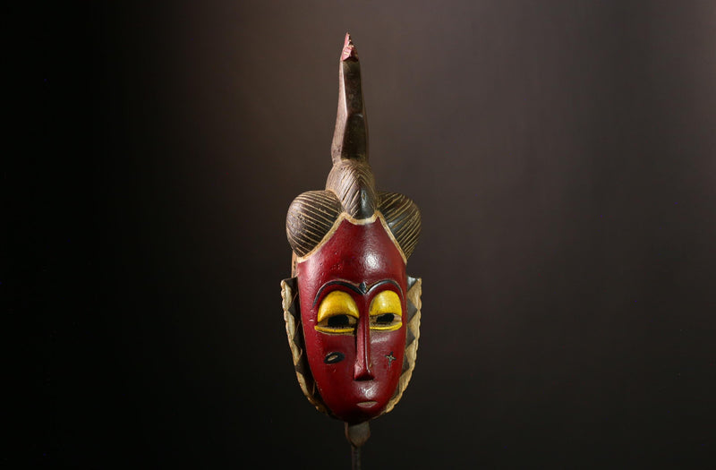 African Guro Mask: Hand-Carved Wooden Tribal Art | Unique Black Wall Decor | Authentic Sculpture for Home and Gallery Display-G4018