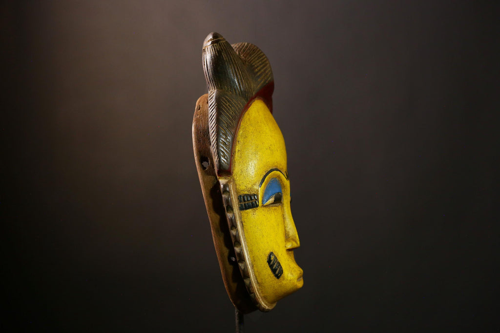 African Yaure Guro Mask: Antique Wooden Art from Liberia | Unique Wall Décor for Home | Authentic Tribal Sculpture for Collectors-G4016