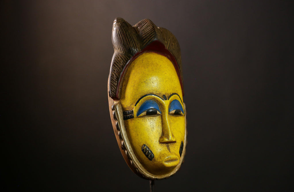 African Yaure Guro Mask: Antique Wooden Art from Liberia | Unique Wall Décor for Home | Authentic Tribal Sculpture for Collectors-G4016