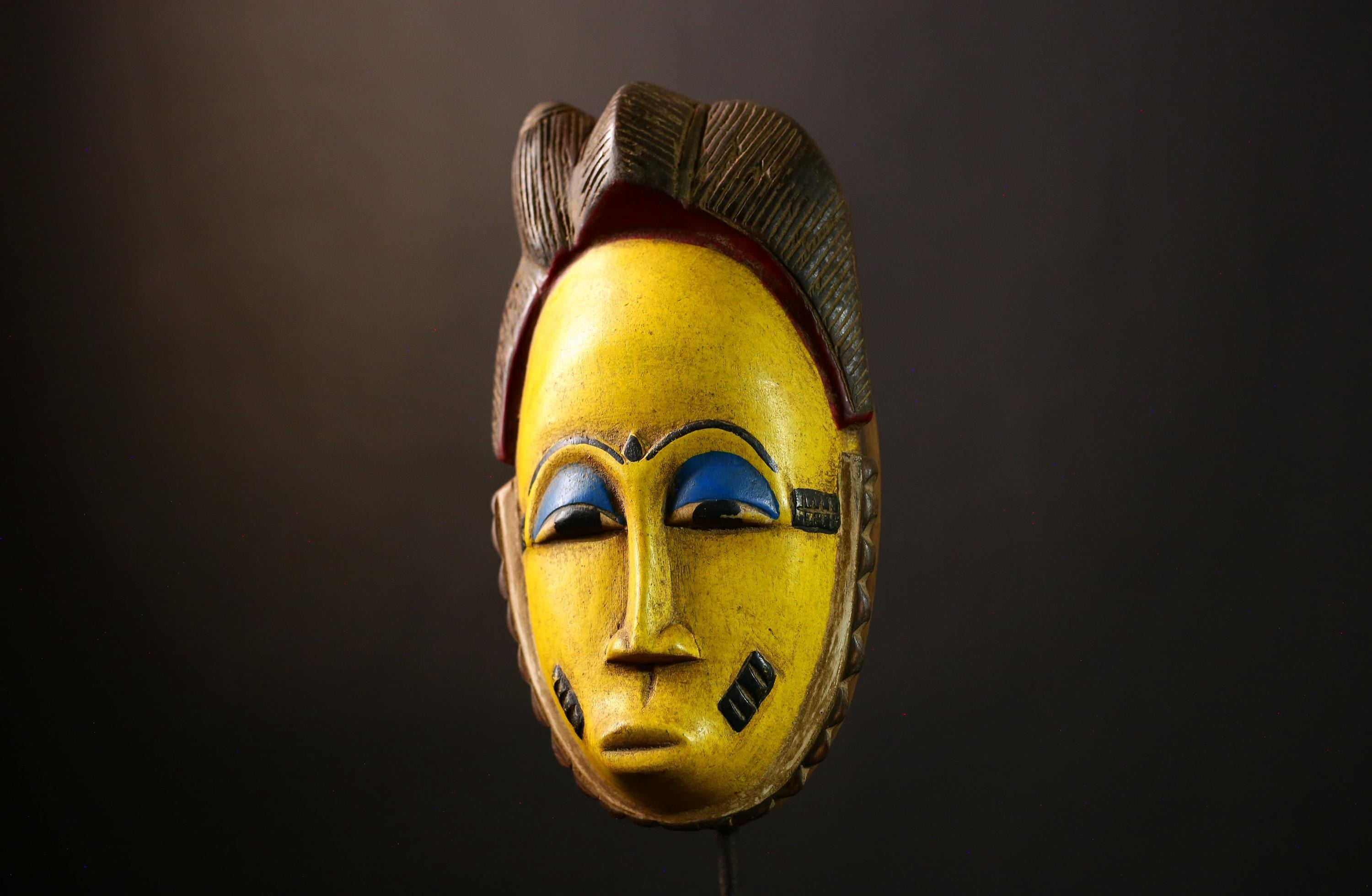 African Yaure Guro Mask: Antique Wooden Art from Liberia | Unique Wall Décor for Home | Authentic Tribal Sculpture for Collectors-G4016