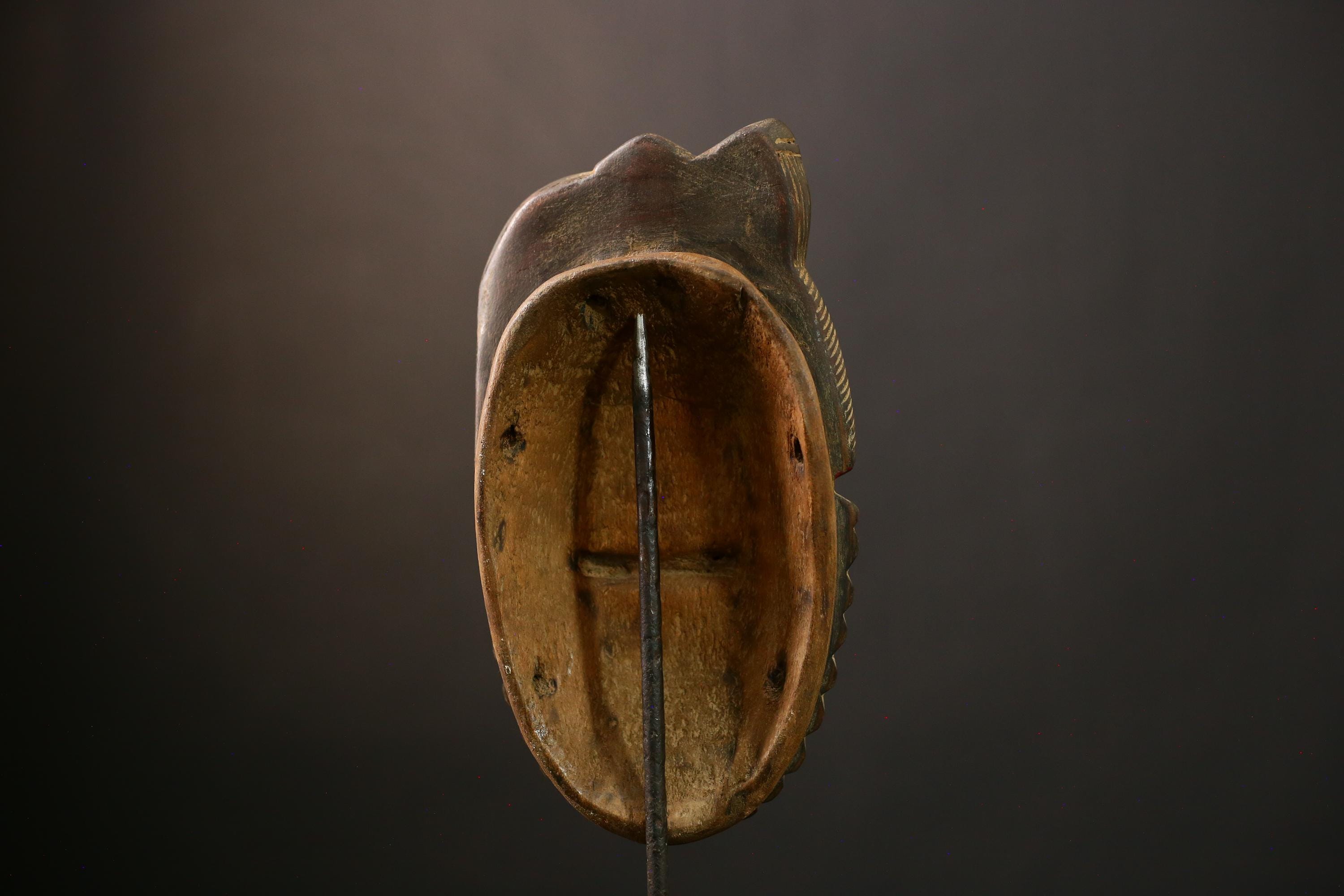 African Yaure Guro Mask: Antique Wooden Art from Liberia | Unique Wall Décor for Home | Authentic Tribal Sculpture for Collectors-G4016