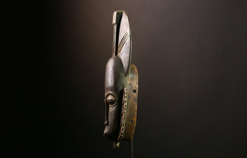 African Guro Mask: Hand-Carved Wooden Tribal Art | Unique Black Wall Decor | Authentic Sculpture for Home and Gallery Display-G4014