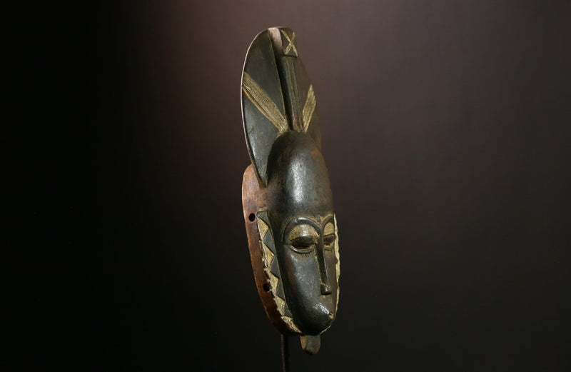 African Guro Mask: Hand-Carved Wooden Tribal Art | Unique Black Wall Decor | Authentic Sculpture for Home and Gallery Display-G4014