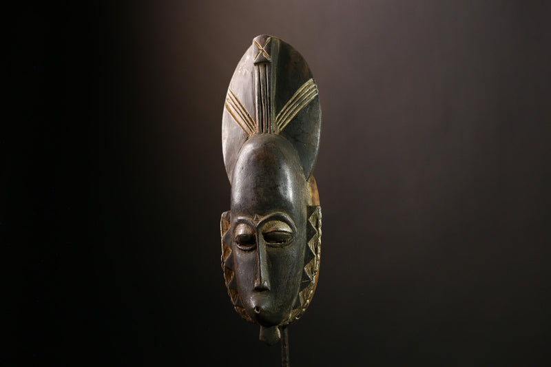 African Guro Mask: Hand-Carved Wooden Tribal Art | Unique Black Wall Decor | Authentic Sculpture for Home and Gallery Display-G4014