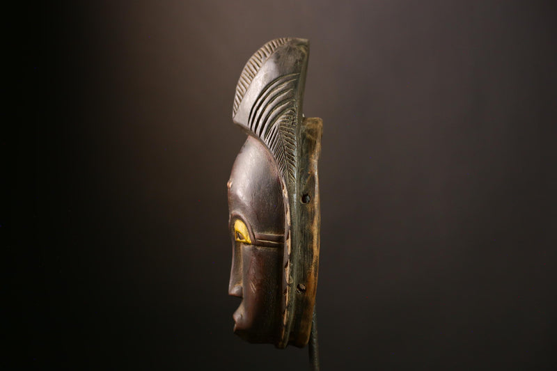 African Guro Mask: Hand-Carved Wooden Tribal Art | Unique Black Wall Decor | Authentic Sculpture for Home and Gallery Display-G4013