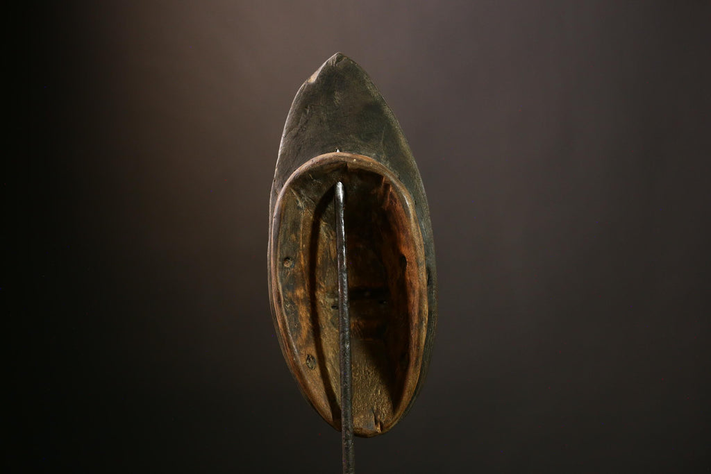 African Guro Mask: Hand-Carved Wooden Tribal Art | Unique Black Wall Decor | Authentic Sculpture for Home and Gallery Display-G4013