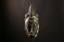 African Baule Tribal Wood Mask, Handcrafted Wall Art, Unique Home Decor -G1854