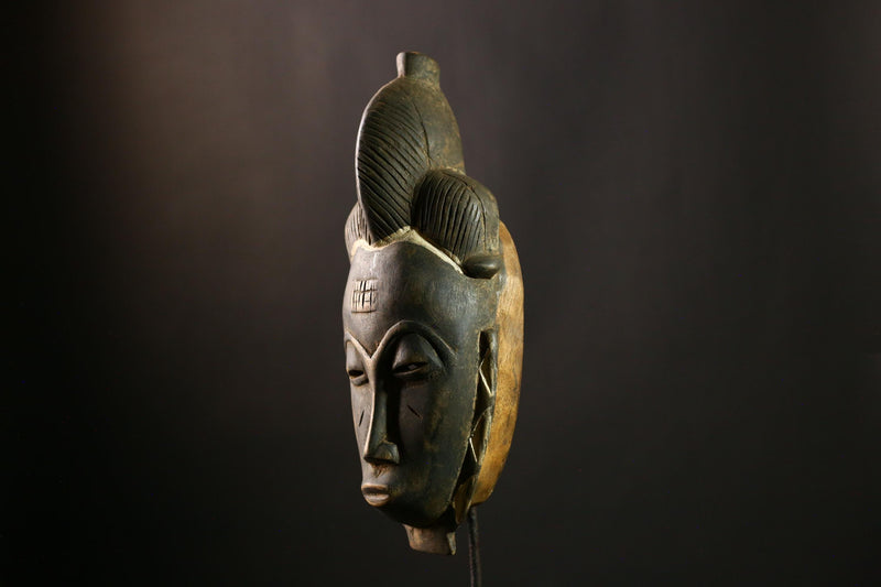 African Baule Tribal Wood Mask, Handcrafted Wall Art, Unique Home Decor -G1854