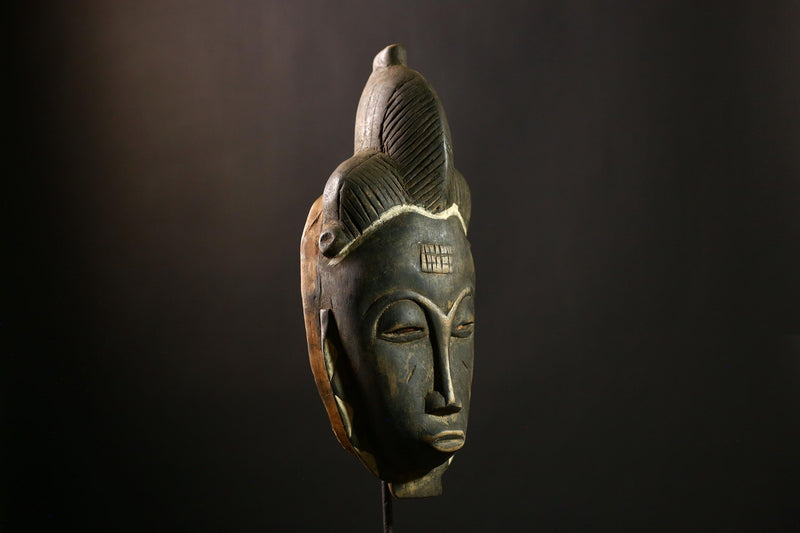 African Baule Tribal Wood Mask, Handcrafted Wall Art, Unique Home Decor -G1854