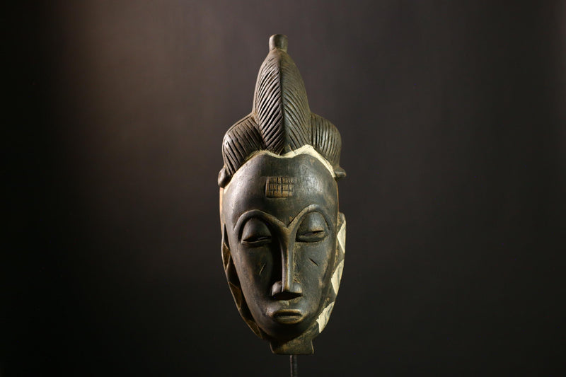 African Baule Tribal Wood Mask, Handcrafted Wall Art, Unique Home Decor -G1854