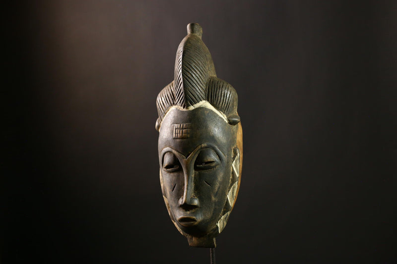 African Baule Tribal Wood Mask, Handcrafted Wall Art, Unique Home Decor -G1854