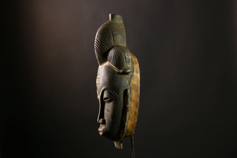 African Baule Tribal Wood Mask, Handcrafted Wall Art, Unique Home Decor -G1854