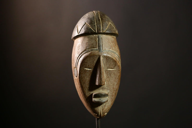 African Bapende Mask, Hand-Carved Tribal Art, Fringed Dance Mask, Congo-3412