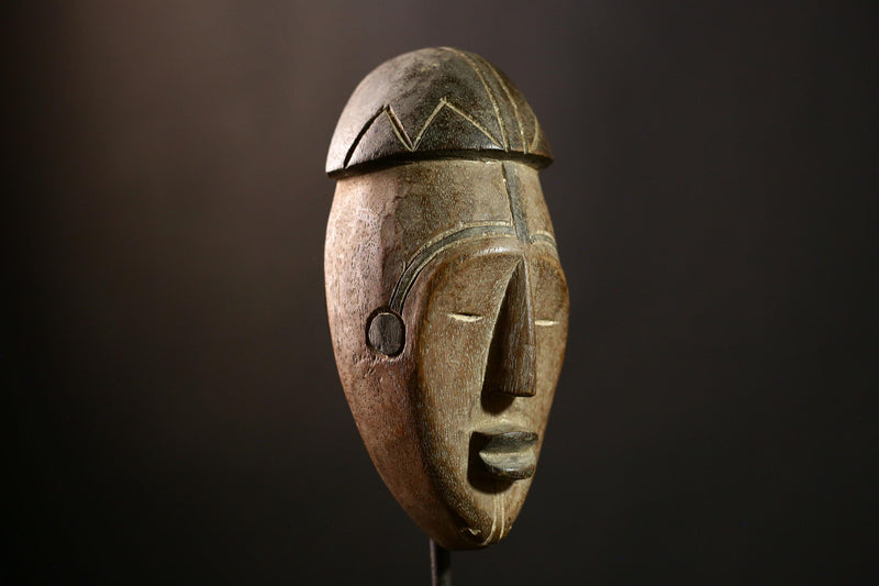 African Bapende Mask, Hand-Carved Tribal Art, Fringed Dance Mask, Congo-3412