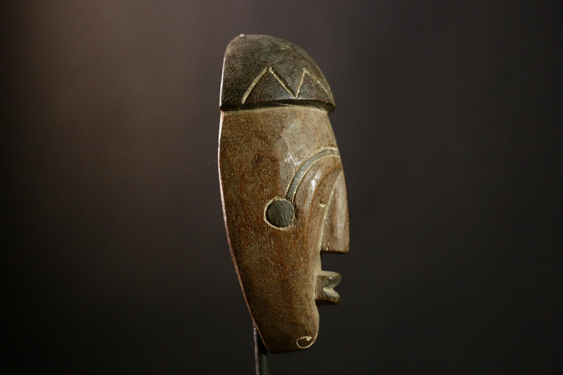 African Bapende Mask, Hand-Carved Tribal Art, Fringed Dance Mask, Congo-3412