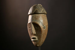 African Bapende Mask, Hand-Carved Tribal Art, Fringed Dance Mask, Congo-3412