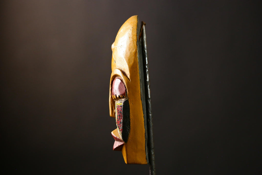 African Hand Carved and Painted African Mask from Ghana Wall Décor-3409