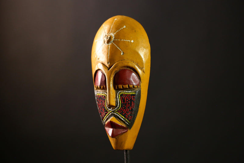 African Hand Carved and Painted African Mask from Ghana Wall Décor-3409