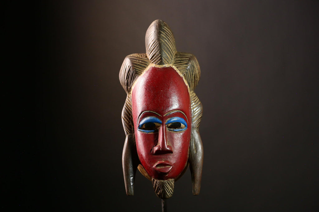 African Guro Mask - Handmade Tribal Wall Art, Unique Home Décor, Ethnic Face Mask Sculpture, Collectible Mask for Wall Display-G4026