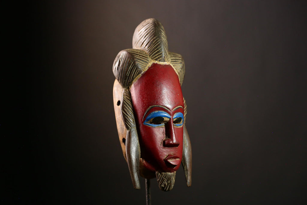 African Guro Mask - Handmade Tribal Wall Art, Unique Home Décor, Ethnic Face Mask Sculpture, Collectible Mask for Wall Display-G4026