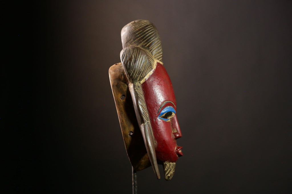 African Guro Mask - Handmade Tribal Wall Art, Unique Home Décor, Ethnic Face Mask Sculpture, Collectible Mask for Wall Display-G4026