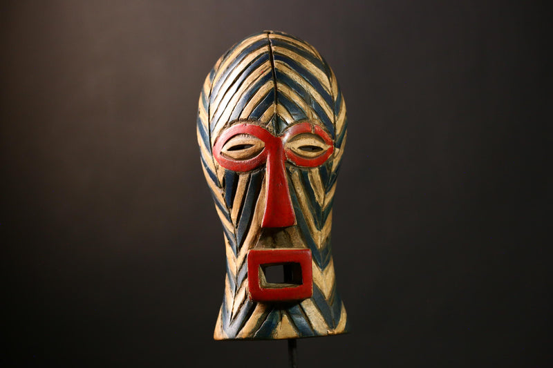 African Songye Mask, Handcrafted Wood Wall Art, Unique Congo Decor -G4239