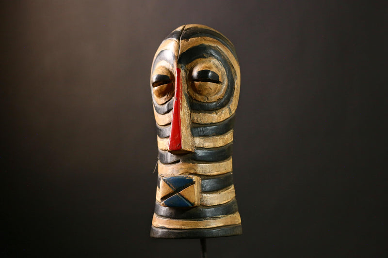 African Songye Mask, Handcrafted Wooden Art, Wall Decor for Collectors-G4238