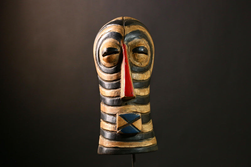 African Songye Mask, Handcrafted Wooden Art, Wall Decor for Collectors-G4238