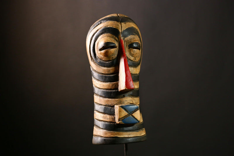 African Songye Mask, Handcrafted Wooden Art, Wall Decor for Collectors-G4238