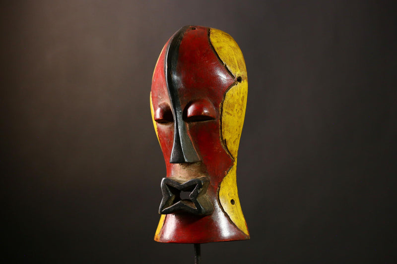 African Songye Mask, Handcrafted Wooden Art, Wall Decor for Collectors-G4237