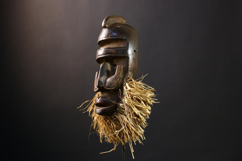 African Dan Mask, Vintage Hand-Carved Wooden Tribal Sculpture, Wall Art-G4235