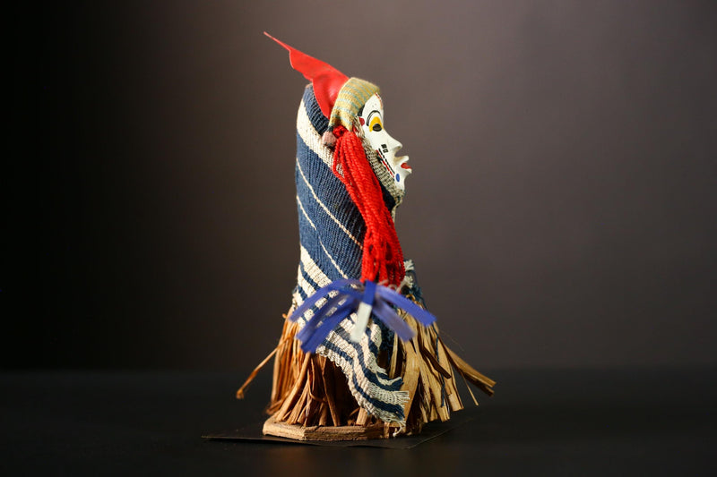 African Man Doll Ritual Dancing Kachina Grass Skirt Decor medicine doll-G4251