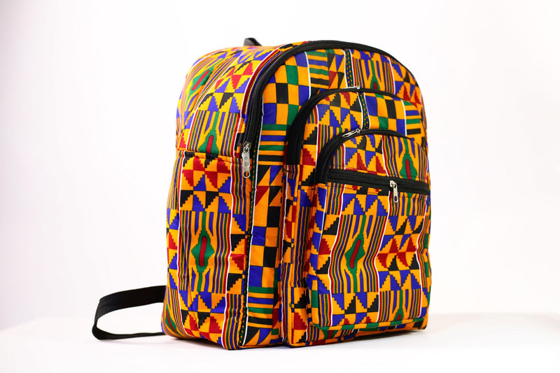 African Hand African Kente Cloth Backpacks Bright Assorted Pattern Styles-G4250