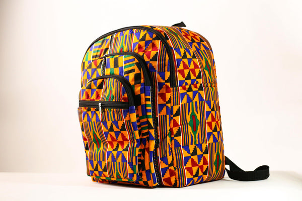 African Hand African Kente Cloth Backpacks Bright Assorted Pattern Styles-G4250