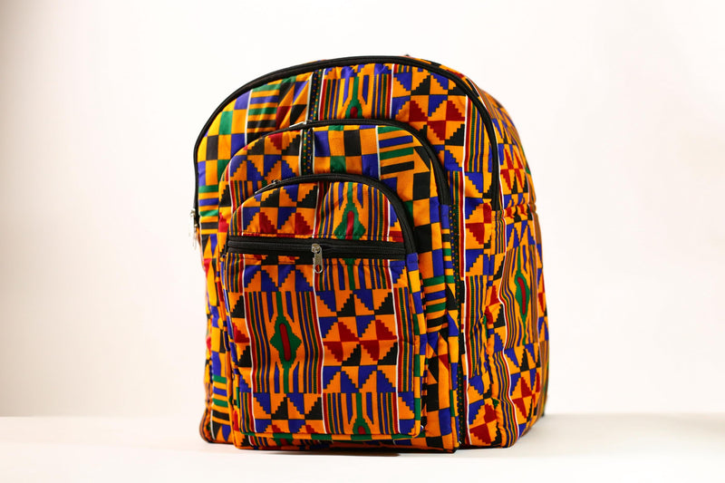 African Hand African Kente Cloth Backpacks Bright Assorted Pattern Styles-G4250