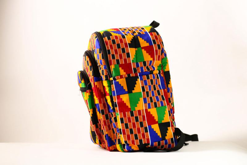 African Hand African Kente Cloth Backpacks Bright Assorted Pattern Styles SIZE(CM): 42.5/34.5-G4249