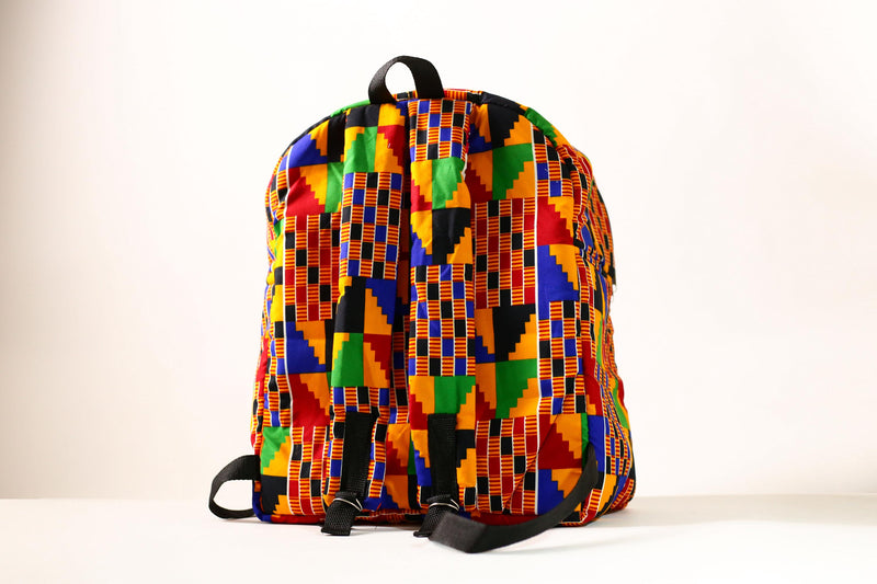 African Hand African Kente Cloth Backpacks Bright Assorted Pattern Styles SIZE(CM): 42.5/34.5-G4249