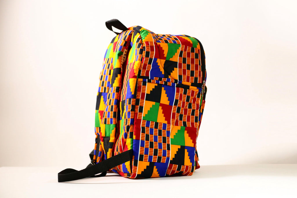 African Hand African Kente Cloth Backpacks Bright Assorted Pattern Styles SIZE(CM): 42.5/34.5-G4249