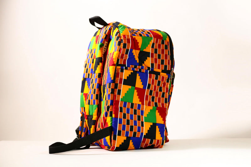 African Hand African Kente Cloth Backpacks Bright Assorted Pattern Styles SIZE(CM): 42.5/34.5-G4249