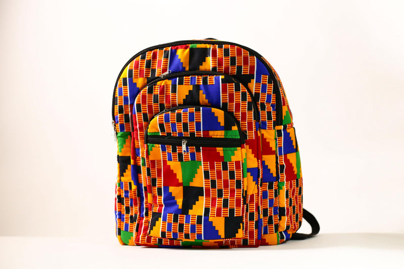 African Hand African Kente Cloth Backpacks Bright Assorted Pattern Styles SIZE(CM): 42.5/34.5-G4249