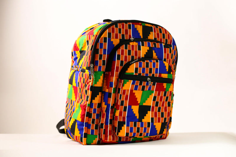 African Hand African Kente Cloth Backpacks Bright Assorted Pattern Styles SIZE(CM): 42.5/34.5-G4249