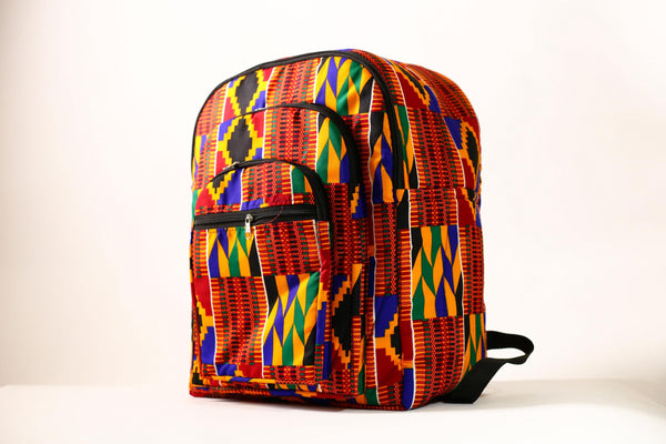 African Bright Kente Cloth Backpacks Handmade Assorted Pattern SIZE(CM): 44/34 Styles-G4248