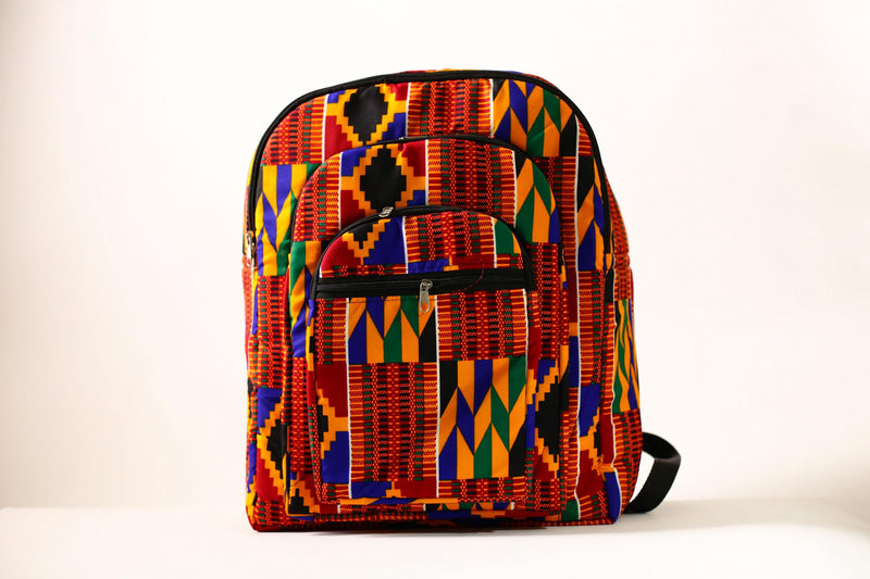 African Bright Kente Cloth Backpacks Handmade Assorted Pattern SIZE(CM): 44/34 Styles-G4248