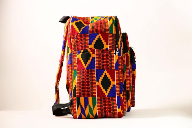 African Bright Kente Cloth Backpacks Handmade Assorted Pattern SIZE(CM): 44/34 Styles-G4248