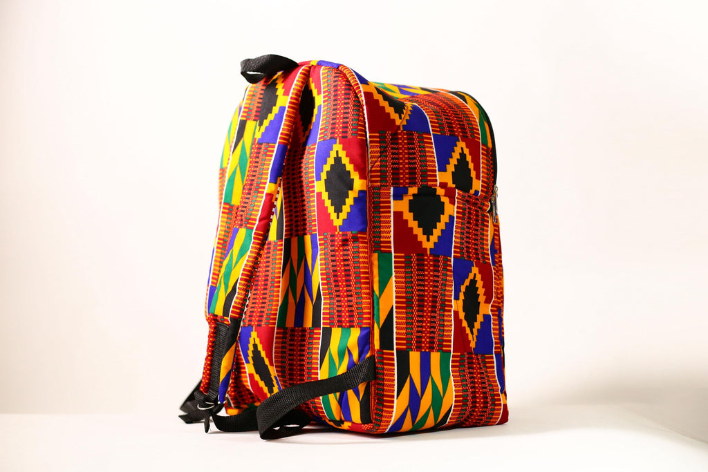 African Bright Kente Cloth Backpacks Handmade Assorted Pattern SIZE(CM): 44/34 Styles-G4248