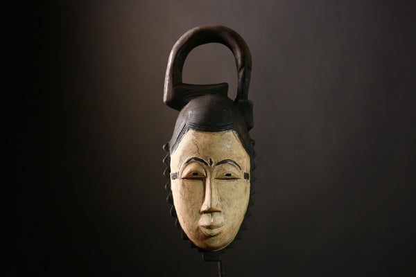 African Baule Mask, Hand-Carved Wooden Art for Wall Decor, Unique Tribal Sculpture and Cultural Piece, Traditional African Aesthetic-G4040