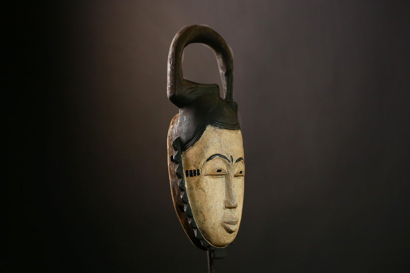 African Baule Mask, Hand-Carved Wooden Art for Wall Decor, Unique Tribal Sculpture and Cultural Piece, Traditional African Aesthetic-G4040