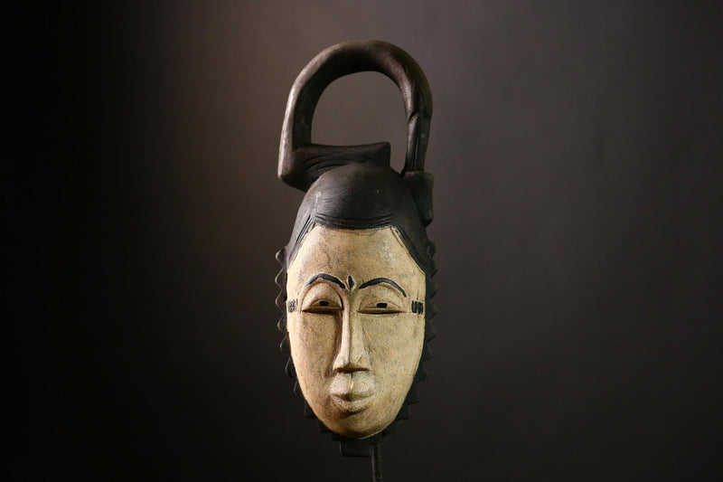 African Baule Mask, Hand-Carved Wooden Art for Wall Decor, Unique Tribal Sculpture and Cultural Piece, Traditional African Aesthetic-G4040