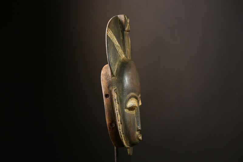 African Baule Mask, Hand-Carved Wooden Art for Wall Decor, Unique Tribal Sculpture and Cultural Piece, Traditional African Aesthetic-G4034