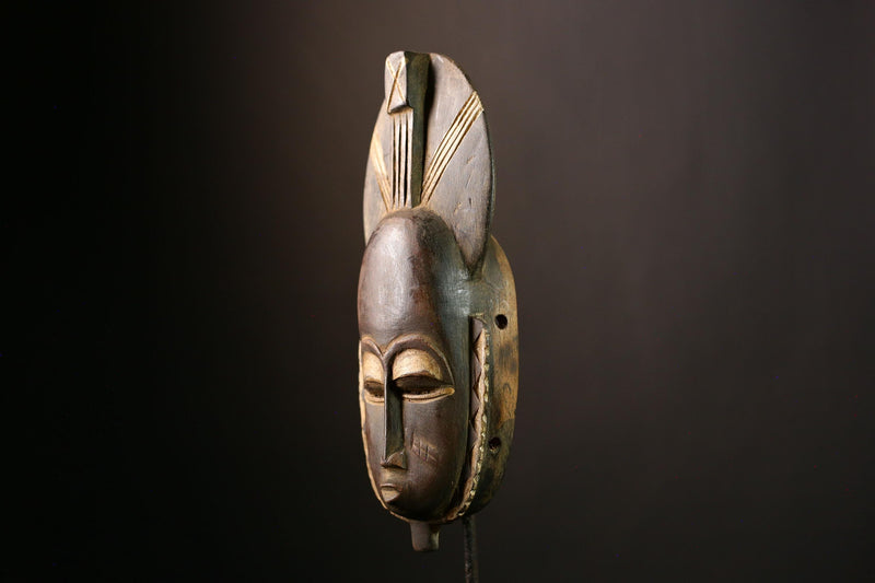 African Baule Mask, Hand-Carved Wooden Art for Wall Decor, Unique Tribal Sculpture and Cultural Piece, Traditional African Aesthetic-G4034